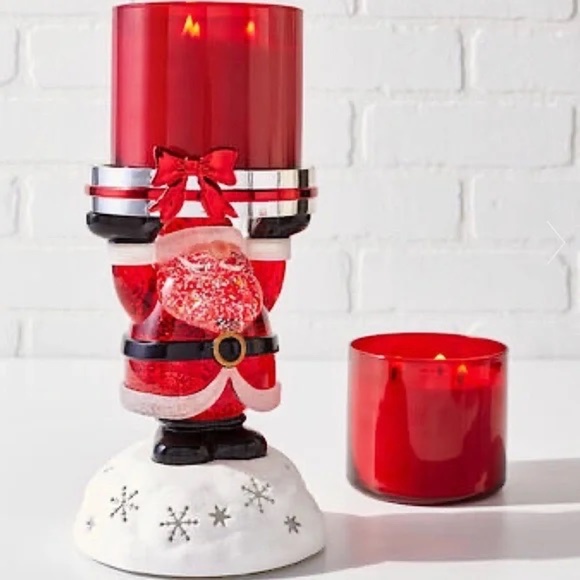 Bath & Body Works Water Globe Light Up Santa Candle Holder Pedestal NEW - Picture 1 of 13